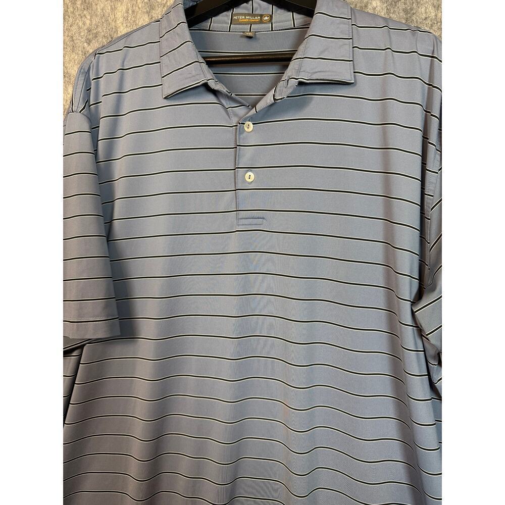 Peter Millar Summer Comfort Blue Striped Betty Cup Polo Shirt - XXL - Picture 2 of 8